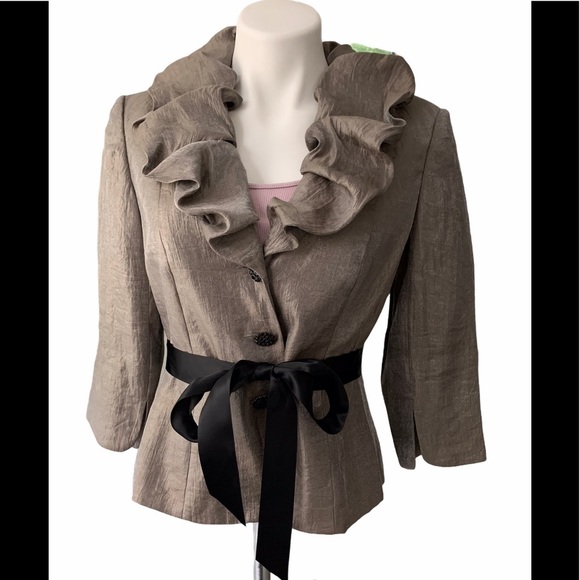 Adrianna Papell Ruffle Collar Jacket - Picture 2 of 10